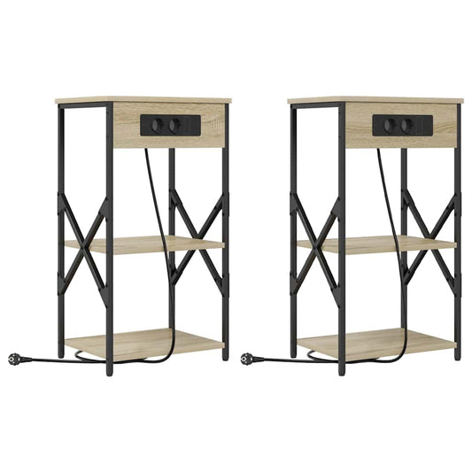 vidaXL Κομοδίνο 2 pcs Δρύς Sonoma 41 x 31 x 76 εκ. Επεξεργασμένο ξύλο