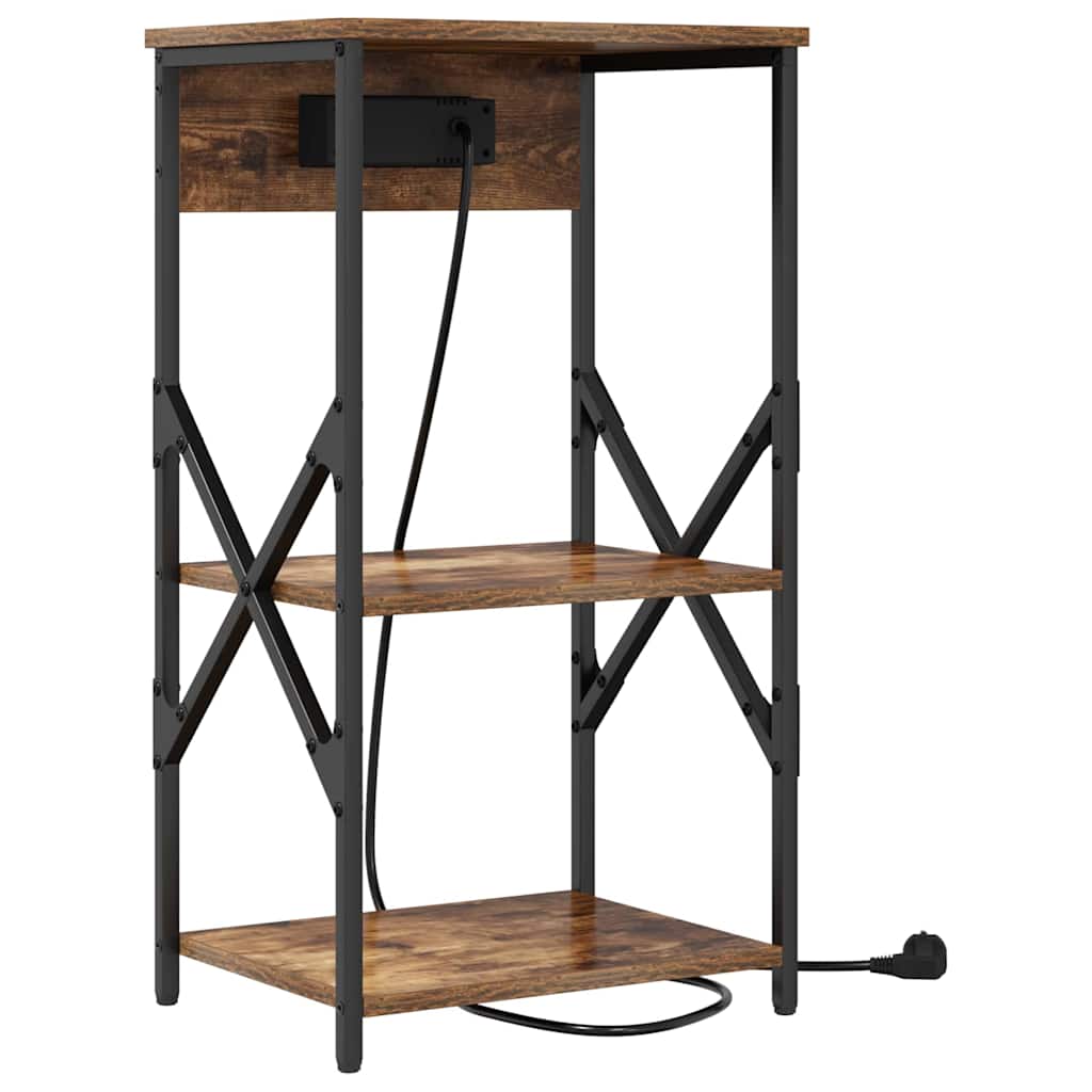 vidaXL Κομοδίνο Καπνιστό Δρύς 41 x 31 x 76 εκ. Επεξεργασμένο ξύλο