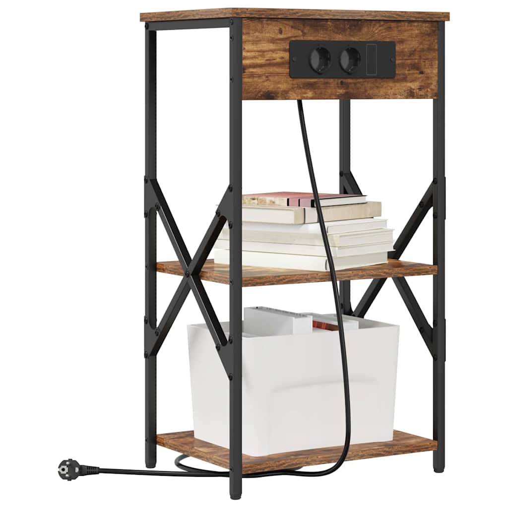 vidaXL Κομοδίνο Καπνιστό Δρύς 41 x 31 x 76 εκ. Επεξεργασμένο ξύλο