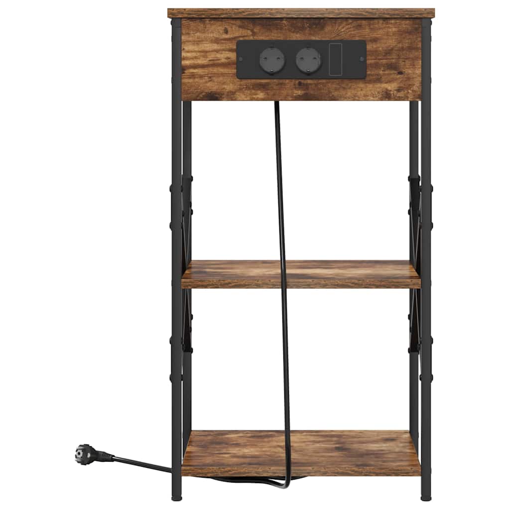 vidaXL Κομοδίνο με ράφι 2 pcs Καπνιστό Δρύς 41 x 31 x 76 εκ.