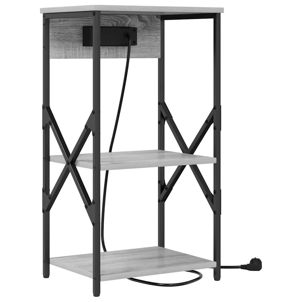 vidaXL Κομοδίνο με ράφι 2 pcs Γκρίζο Σονομα 41 x 31 x 76 εκ.