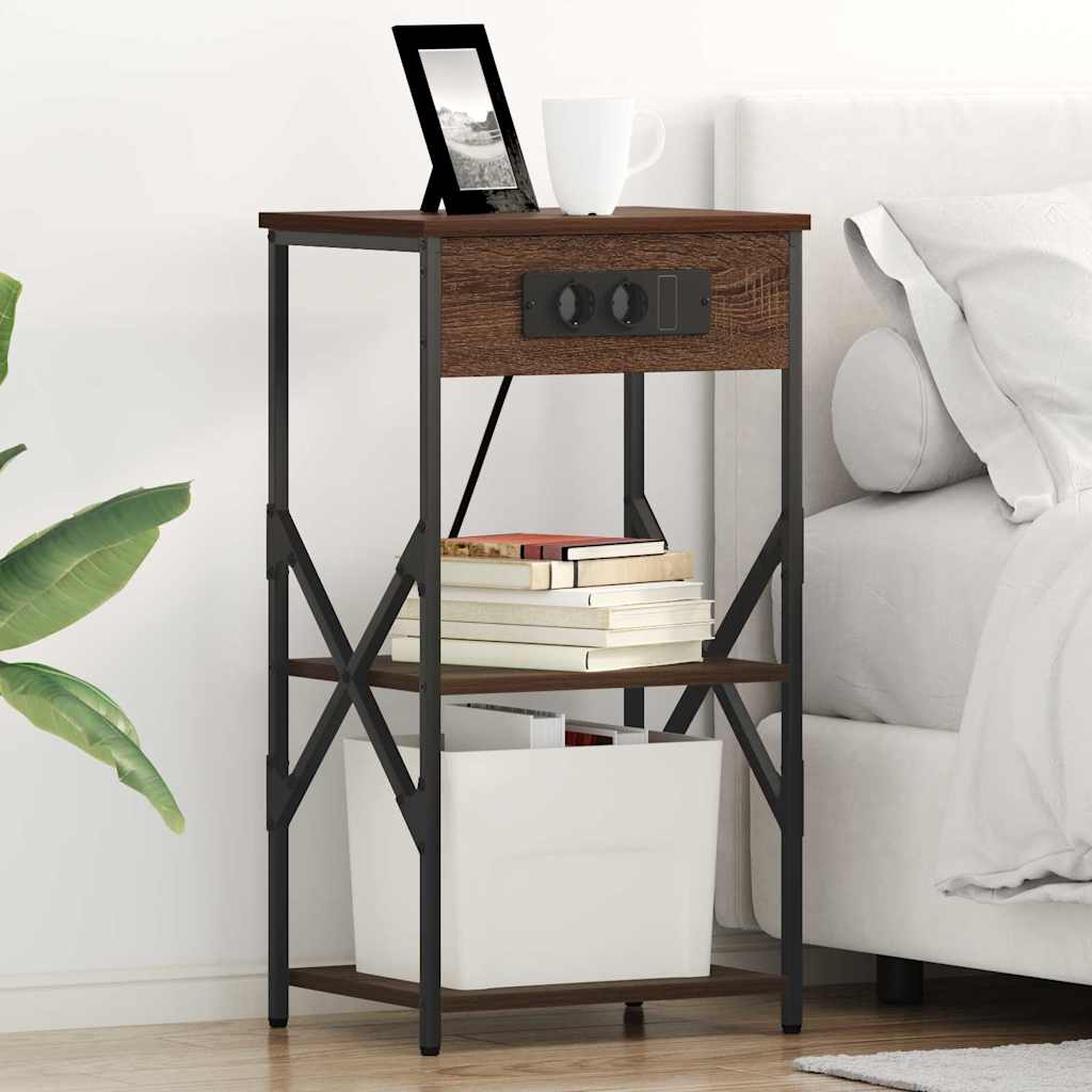 vidaXL Κομοδίνο με ράφι Καφέ δρυς 41 x 31 x 76 εκ. Επεξεργασμένο ξύλο