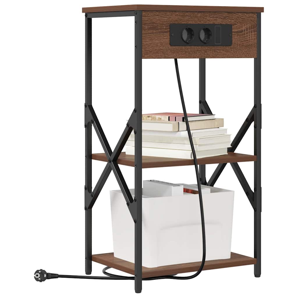 vidaXL Κομοδίνο με ράφι Καφέ δρυς 41 x 31 x 76 εκ. Επεξεργασμένο ξύλο