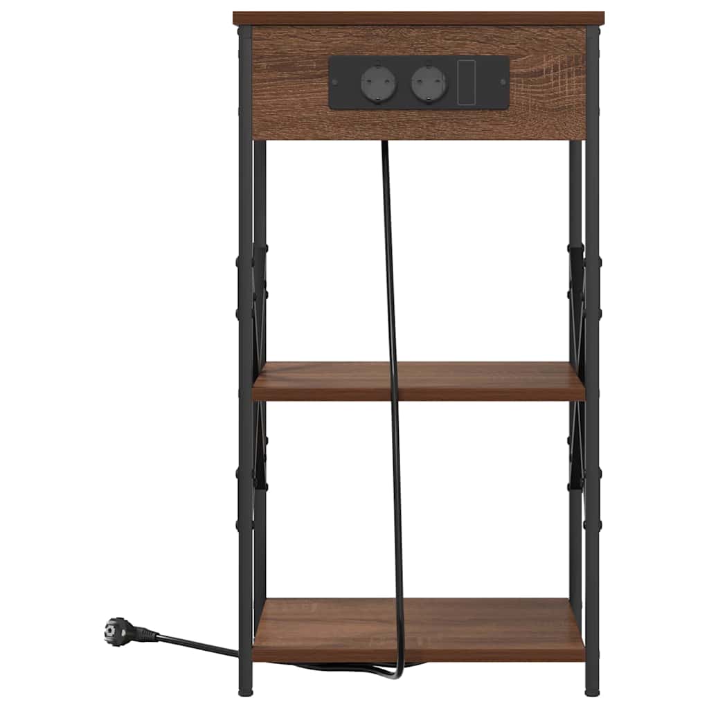 vidaXL Κομοδίνο 2 pcs Καφέ δρυς 41 x 31 x 76 εκ. Επεξεργασμένο ξύλο