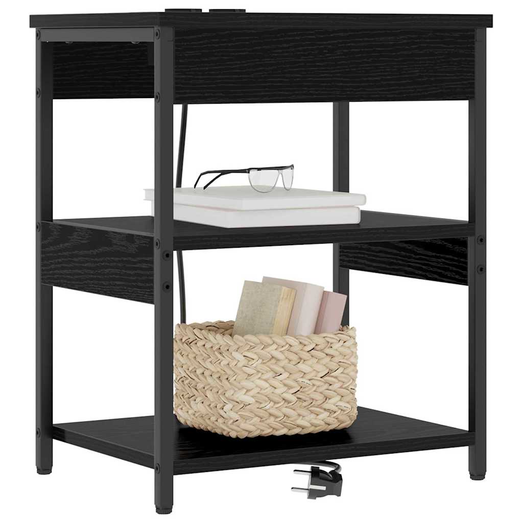 vidaXL Κομοδίνο Μαύρη Οξυά 41 x 31 x 51 εκ. Επεξεργασμένο ξύλο