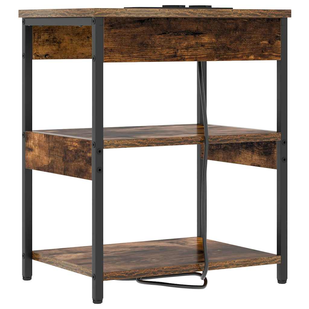 vidaXL Κομοδίνο Καπνιστό Δρύς 41 x 31 x 51 εκ. Επεξεργασμένο ξύλο