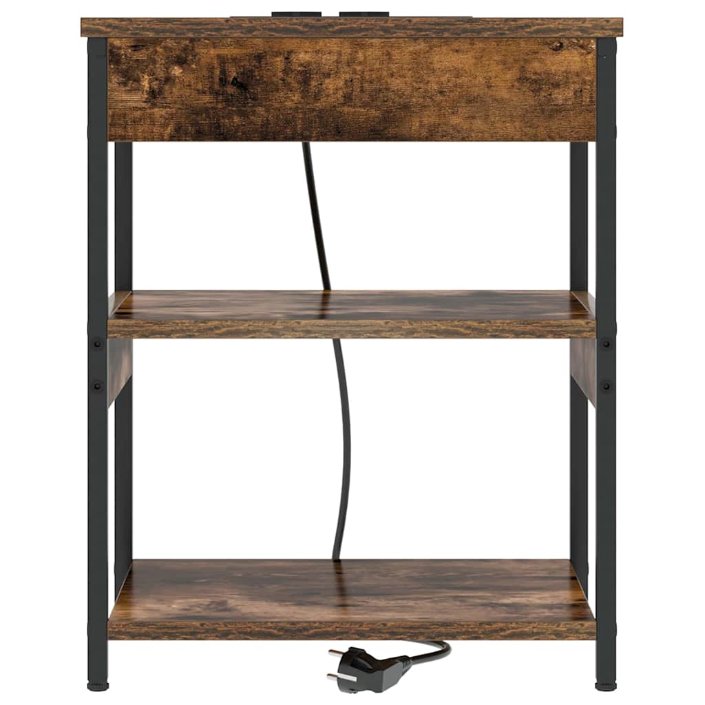 vidaXL Κομοδίνο Καπνιστό Δρύς 41 x 31 x 51 εκ. Επεξεργασμένο ξύλο