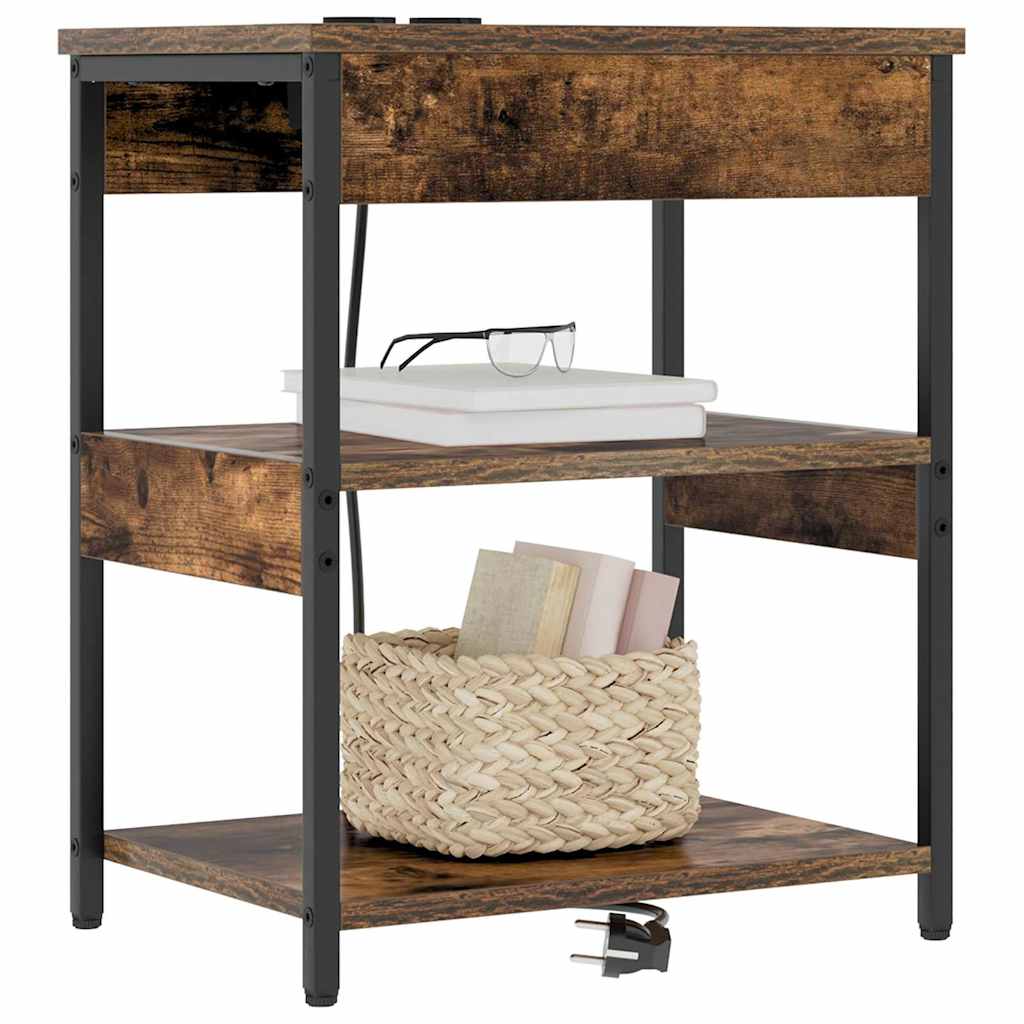 vidaXL Κομοδίνο Καπνιστό Δρύς 41 x 31 x 51 εκ. Επεξεργασμένο ξύλο