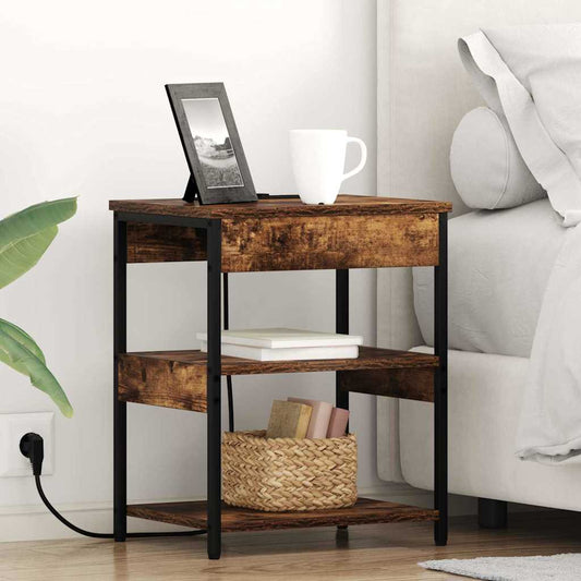 vidaXL Κομοδίνο 2 pcs Καπνιστό Δρύς 41 x 31 x 51 εκ.
