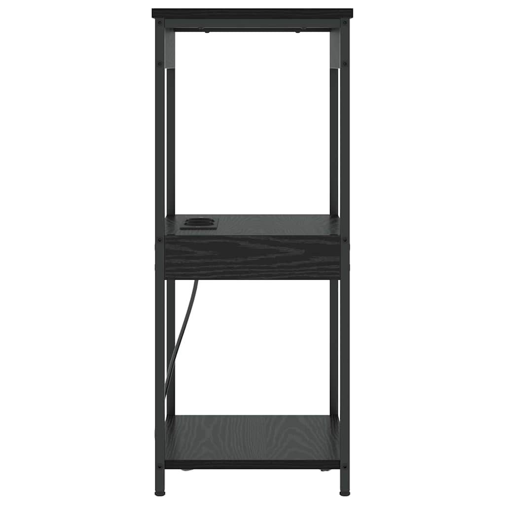 vidaXL Κομοδίνο με ράφι Μαύρη Οξυά 41 x 31 x 76 εκ. Επεξεργασμένο ξύλο