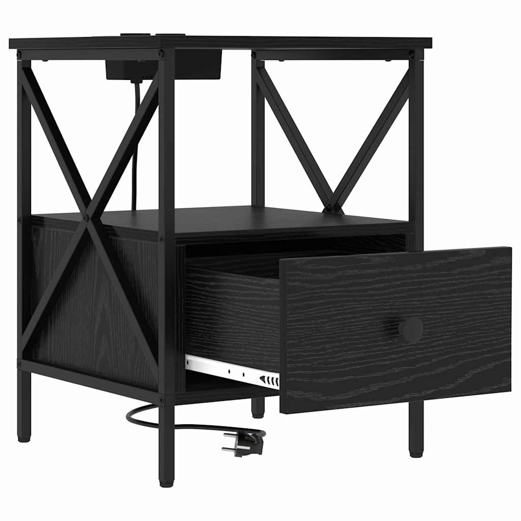 vidaXL Κομοδίνο Μαύρη Οξυά 41,5 x 40,5 x 55 εκ. Επεξεργασμένο ξύλο