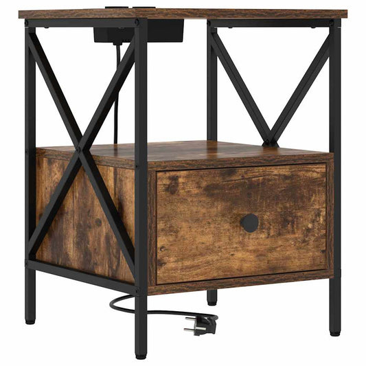 vidaXL Κομοδίνο Καπνιστό Δρύς 41,5 x 40,5 x 55 εκ. Επεξεργασμένο ξύλο