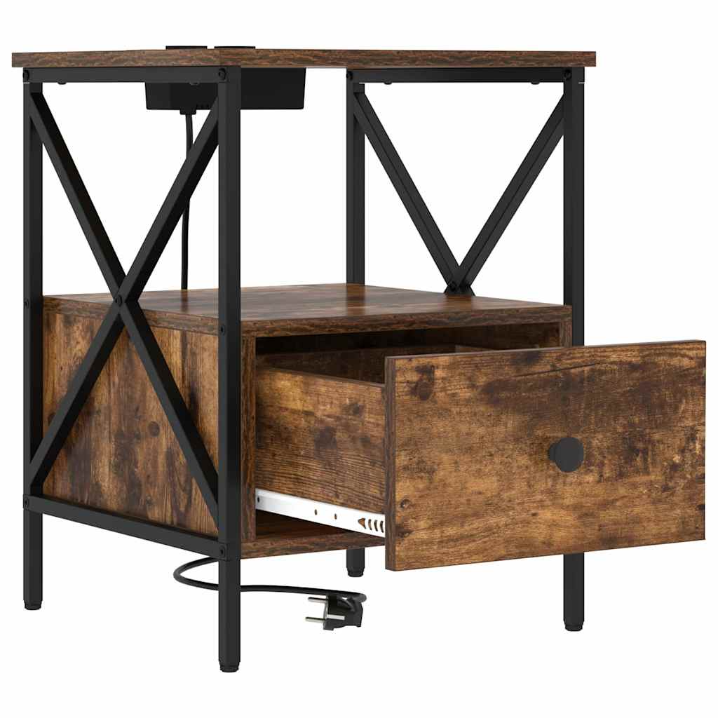 vidaXL Κομοδίνο Καπνιστό Δρύς 41,5 x 40,5 x 55 εκ. Επεξεργασμένο ξύλο