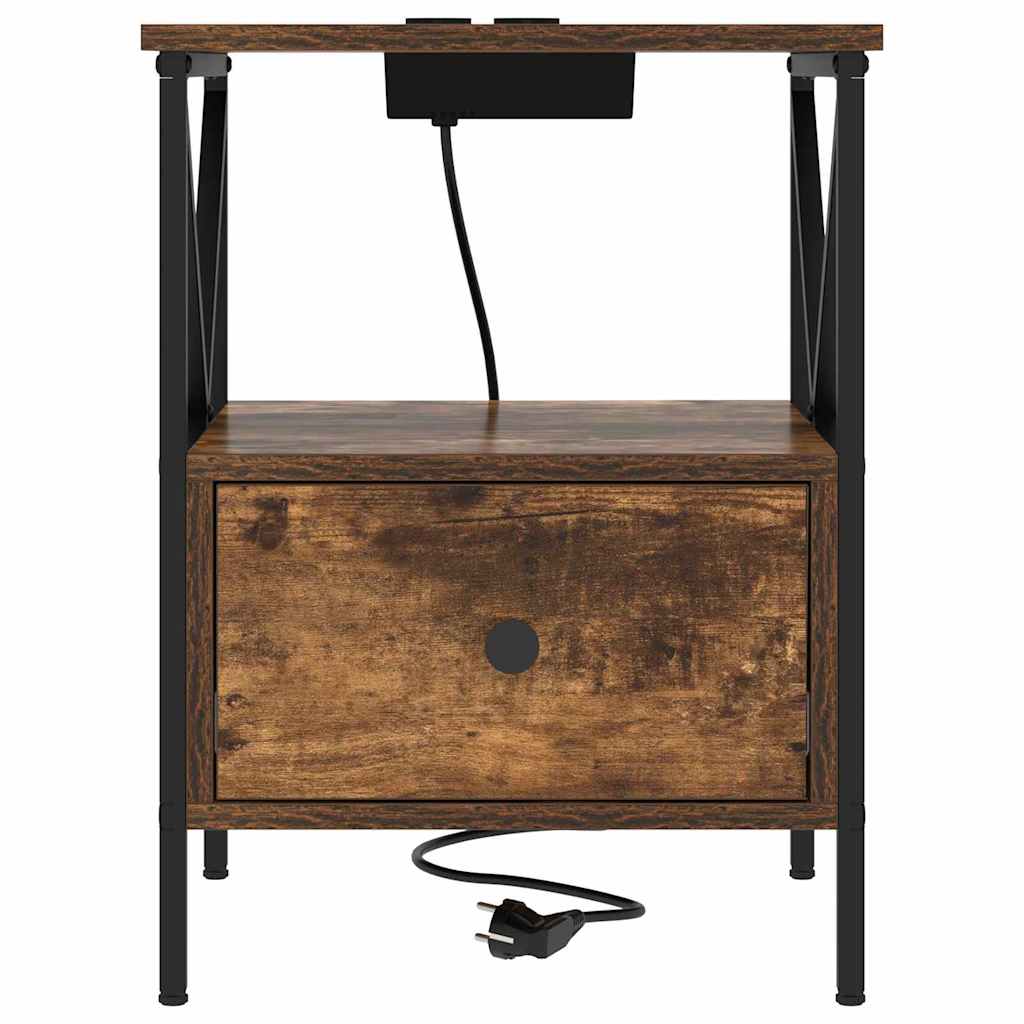 vidaXL Κομοδίνο Καπνιστό Δρύς 41,5 x 40,5 x 55 εκ. Επεξεργασμένο ξύλο