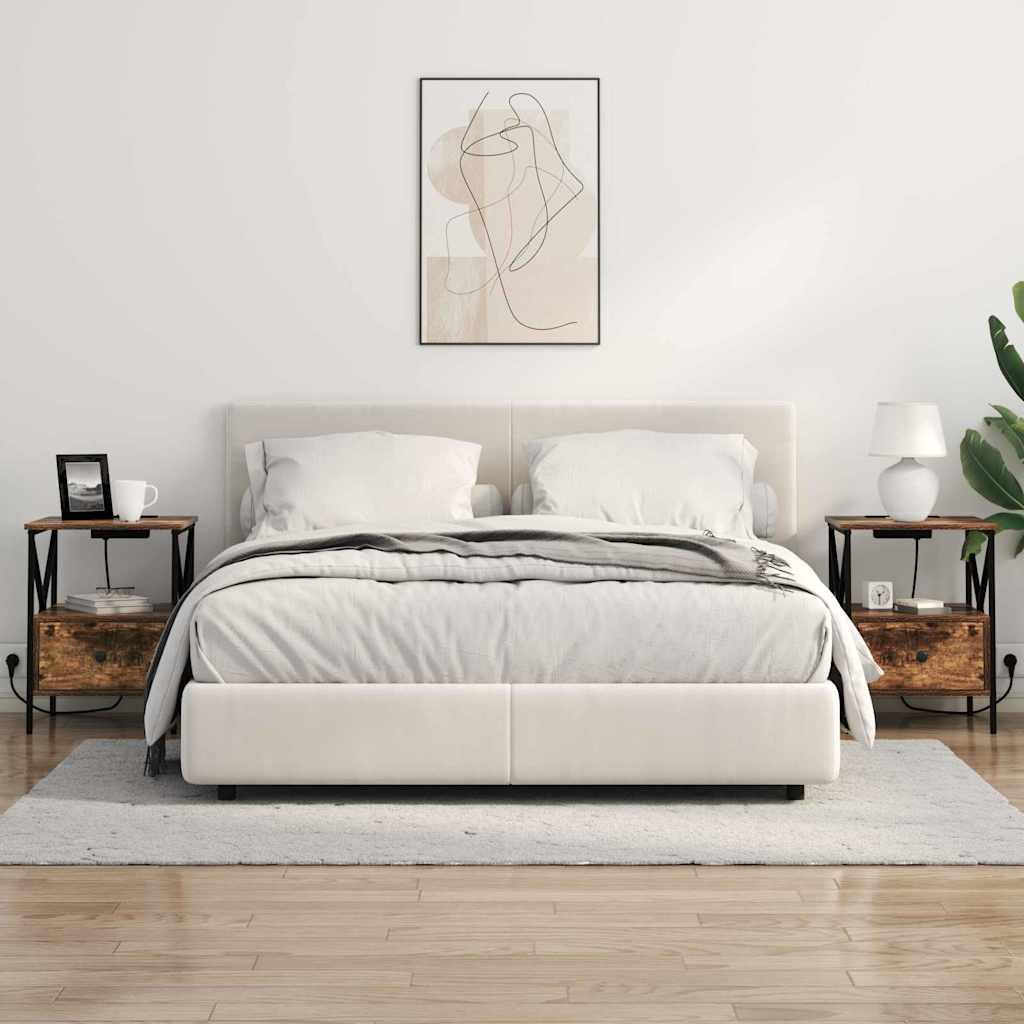 vidaXL Κομοδίνο με συρτάρι 2 pcs Καπνιστό Δρύς 41,5 x 40,5 x 55 εκ.