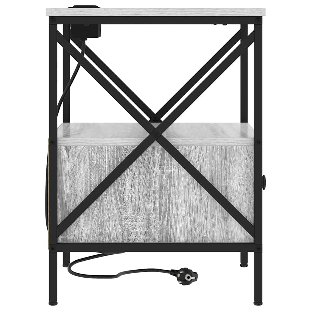 vidaXL Κομοδίνο με συρτάρι 2 pcs Γκρίζο Σονομα 41,5 x 40,5 x 55 εκ.