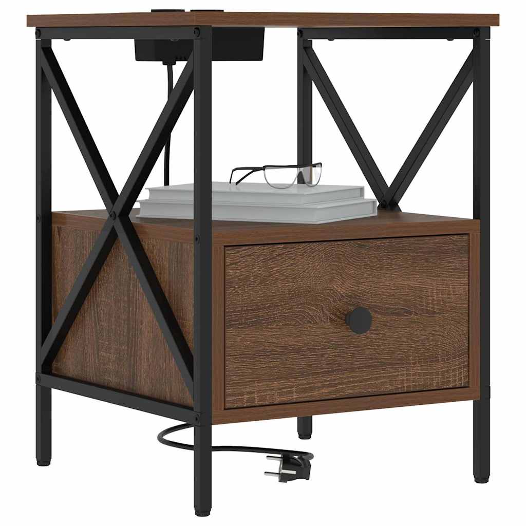 vidaXL Κομοδίνο Καφέ δρυς 41,5 x 40,5 x 55 εκ. Επεξεργασμένο ξύλο