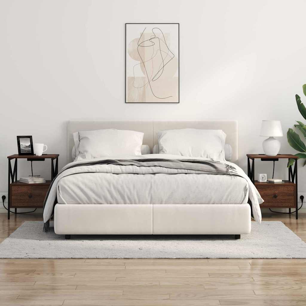 vidaXL Κομοδίνο με συρτάρι 2 pcs Καφέ δρυς 41,5 x 40,5 x 55 εκ.