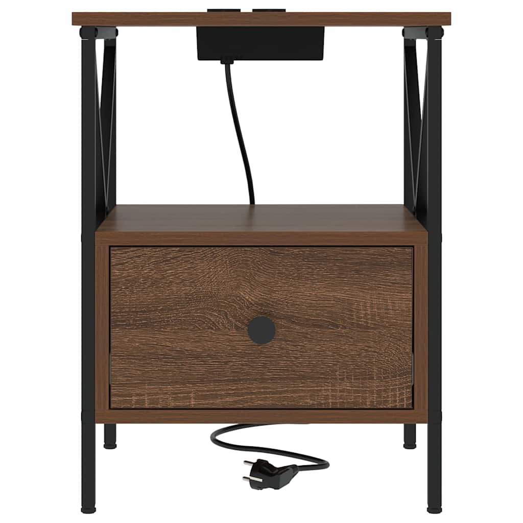 vidaXL Κομοδίνο με συρτάρι 2 pcs Καφέ δρυς 41,5 x 40,5 x 55 εκ.