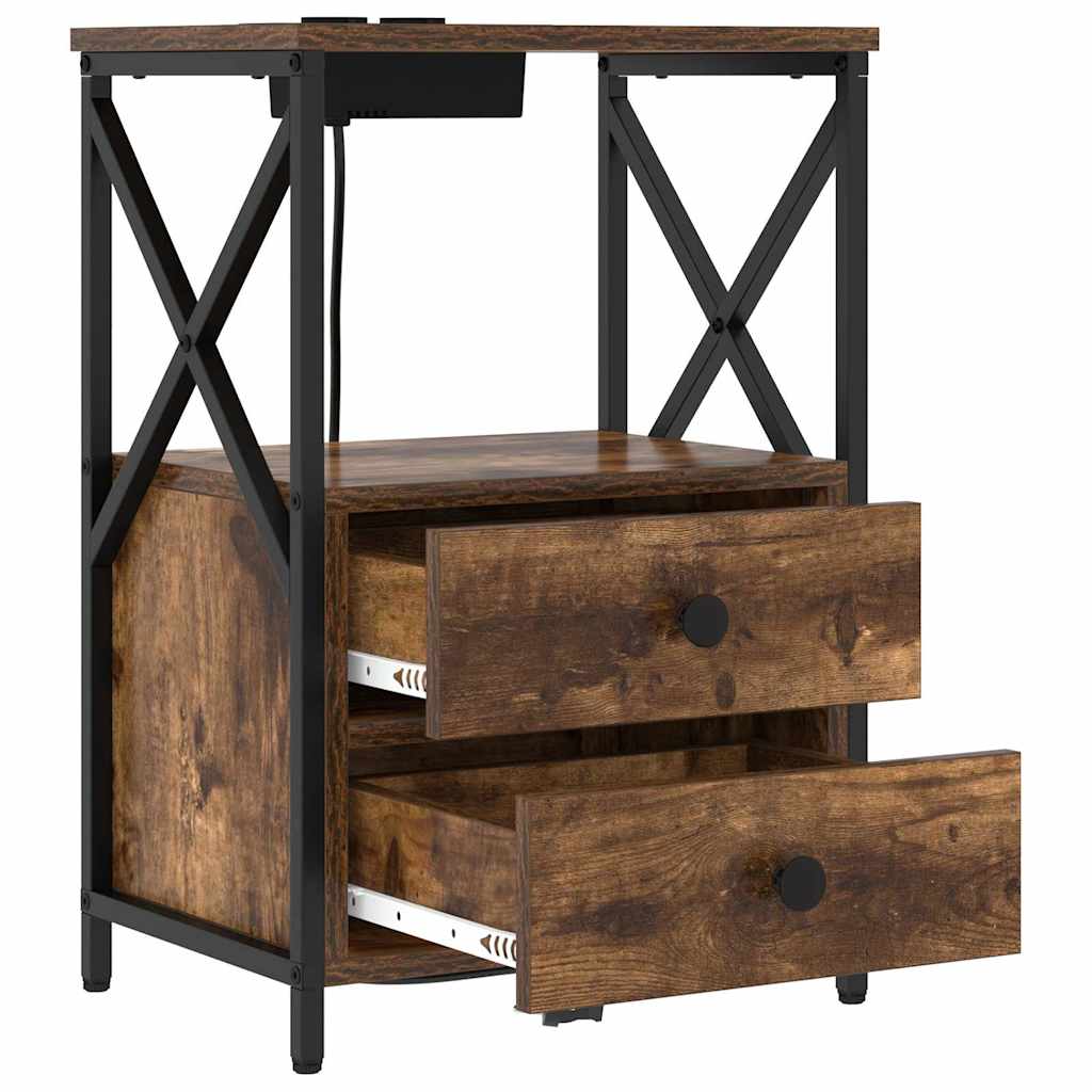 vidaXL Κομοδίνο Καπνιστό Δρύς 40 x 31 x 60 εκ. Επεξεργασμένο ξύλο