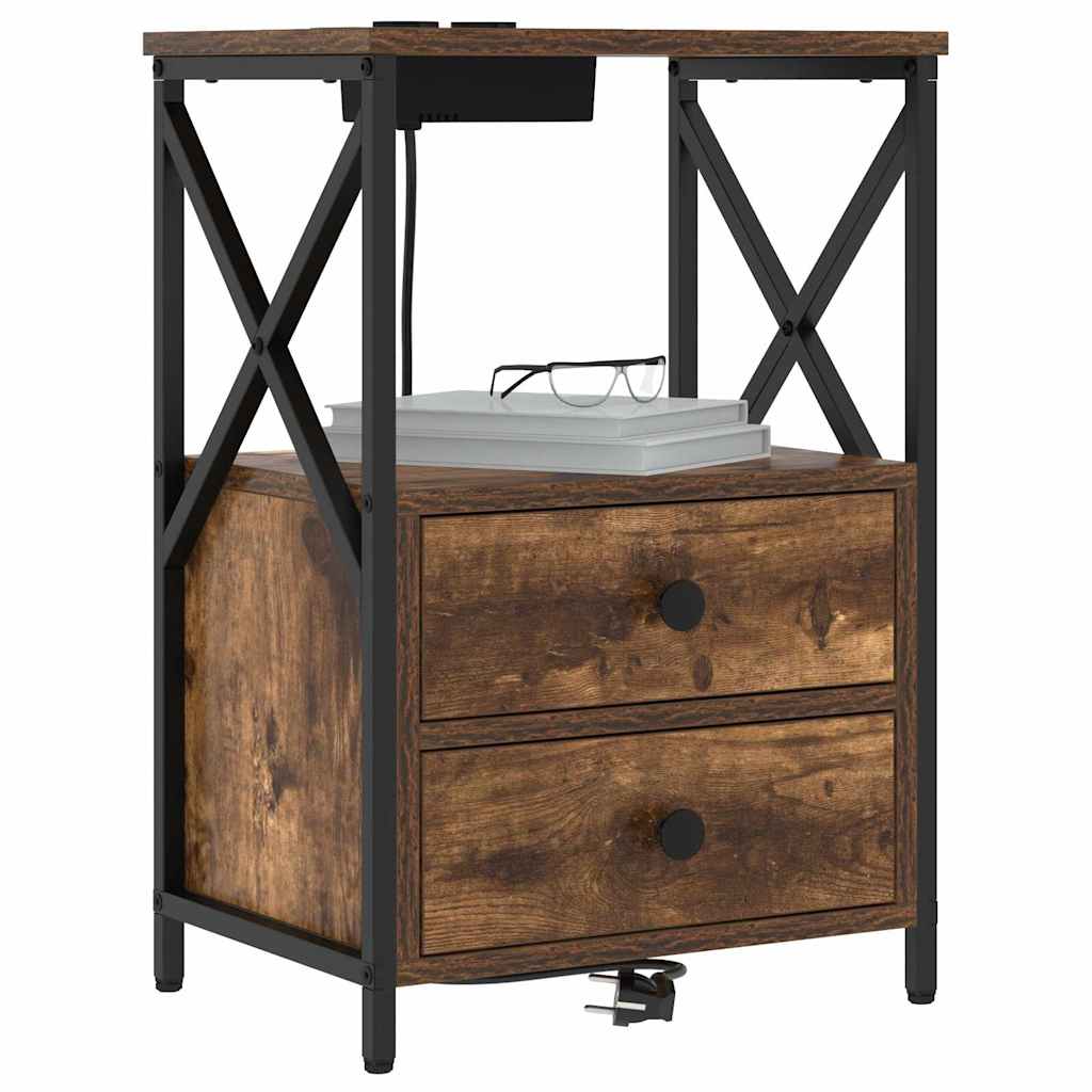 vidaXL Κομοδίνο Καπνιστό Δρύς 40 x 31 x 60 εκ. Επεξεργασμένο ξύλο