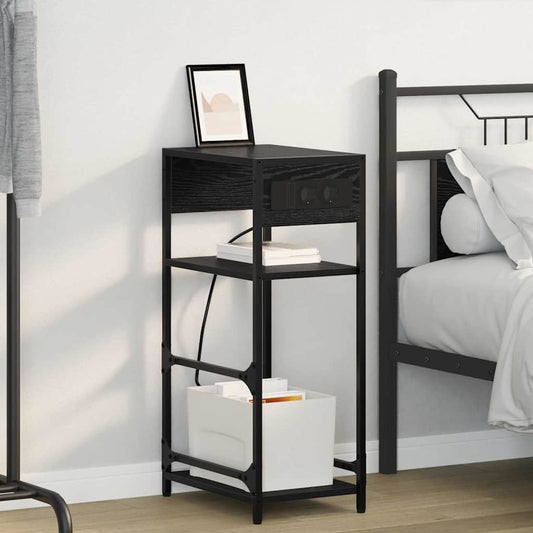 vidaXL Κομοδίνο Μαύρη Οξυά 40 x 27 x 76 εκ Επεξεργασμένο ξύλο