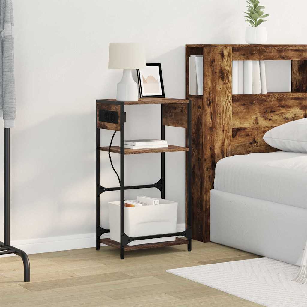 vidaXL Κομοδίνο Καπνιστό Δρύς 40 x 27 x 76 εκ Επεξεργασμένο ξύλο