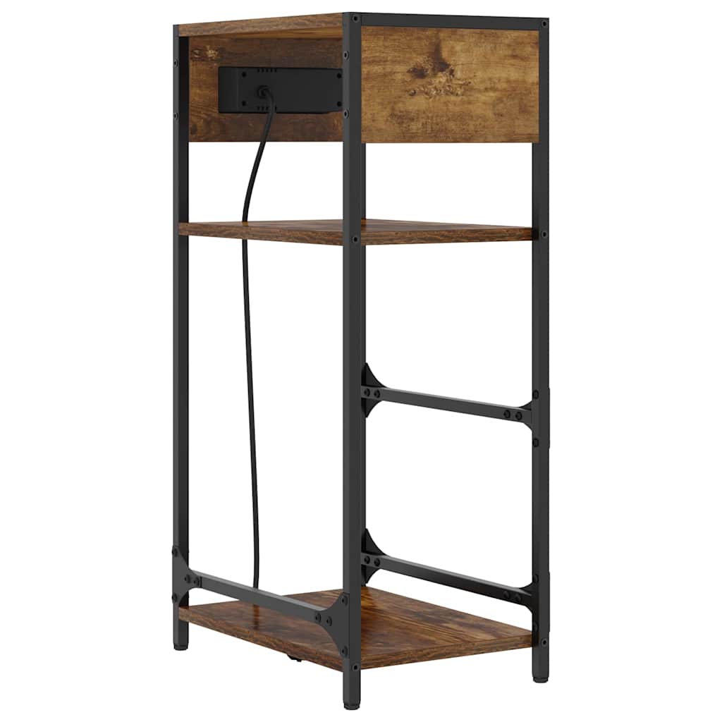 vidaXL Κομοδίνο Καπνιστό Δρύς 40 x 27 x 76 εκ Επεξεργασμένο ξύλο