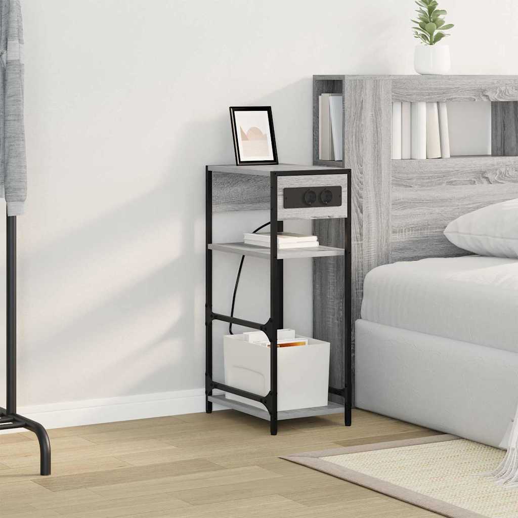 vidaXL Κομοδίνο Γκρίζο Σονομα 40 x 27 x 76 εκ Επεξεργασμένο ξύλο