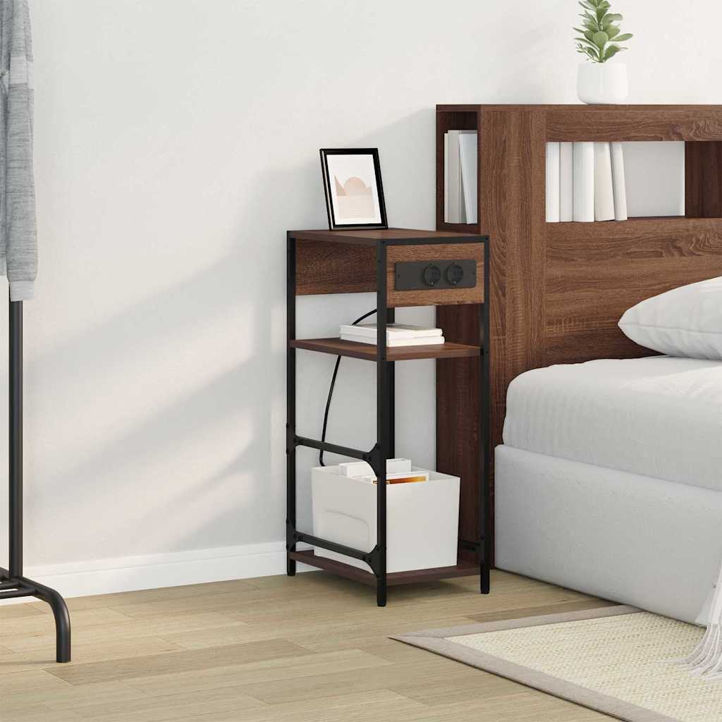 vidaXL Κομοδίνο Καφέ δρυς 40 x 27 x 76 εκ Επεξεργασμένο ξύλο