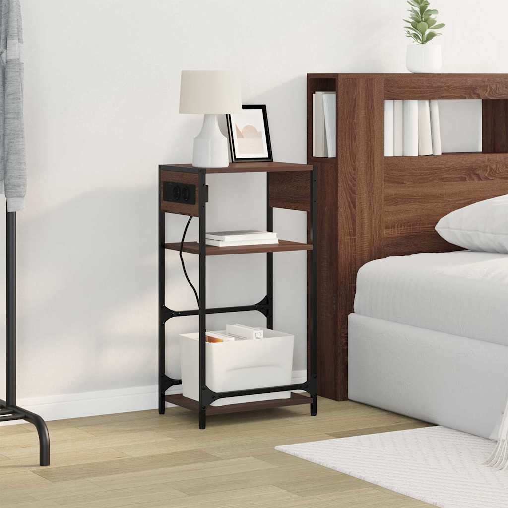 vidaXL Κομοδίνο Καφέ δρυς 40 x 27 x 76 εκ Επεξεργασμένο ξύλο