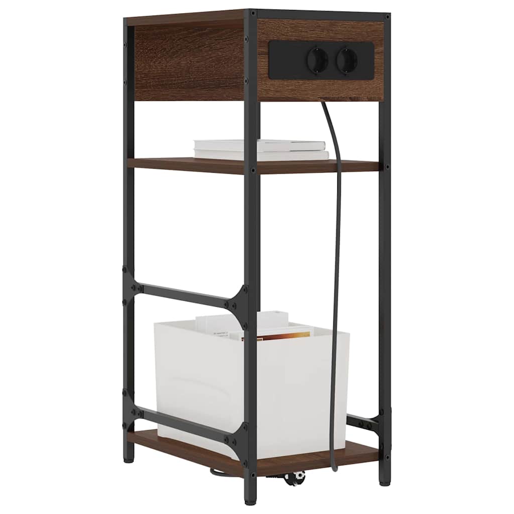 vidaXL Κομοδίνο Καφέ δρυς 40 x 27 x 76 εκ Επεξεργασμένο ξύλο