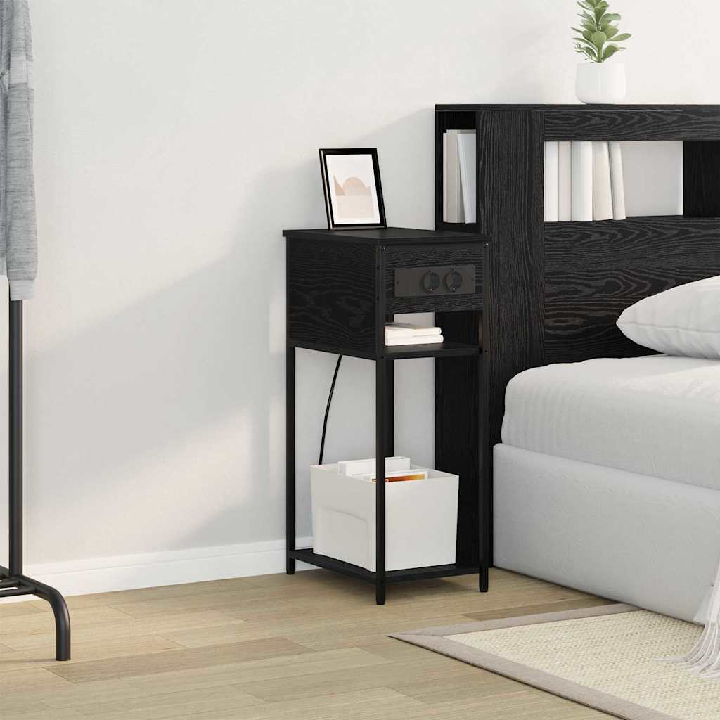 vidaXL Κομοδίνο Μαύρη Οξυά 41 x 28 x 76 εκ. Επεξεργασμένο ξύλο