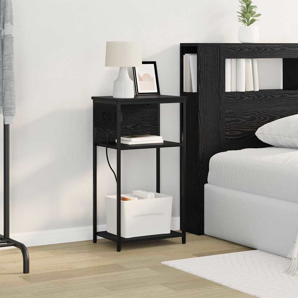 vidaXL Κομοδίνο Μαύρη Οξυά 41 x 28 x 76 εκ. Επεξεργασμένο ξύλο