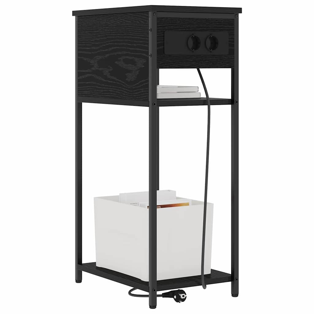 vidaXL Κομοδίνο Μαύρη Οξυά 41 x 28 x 76 εκ. Επεξεργασμένο ξύλο