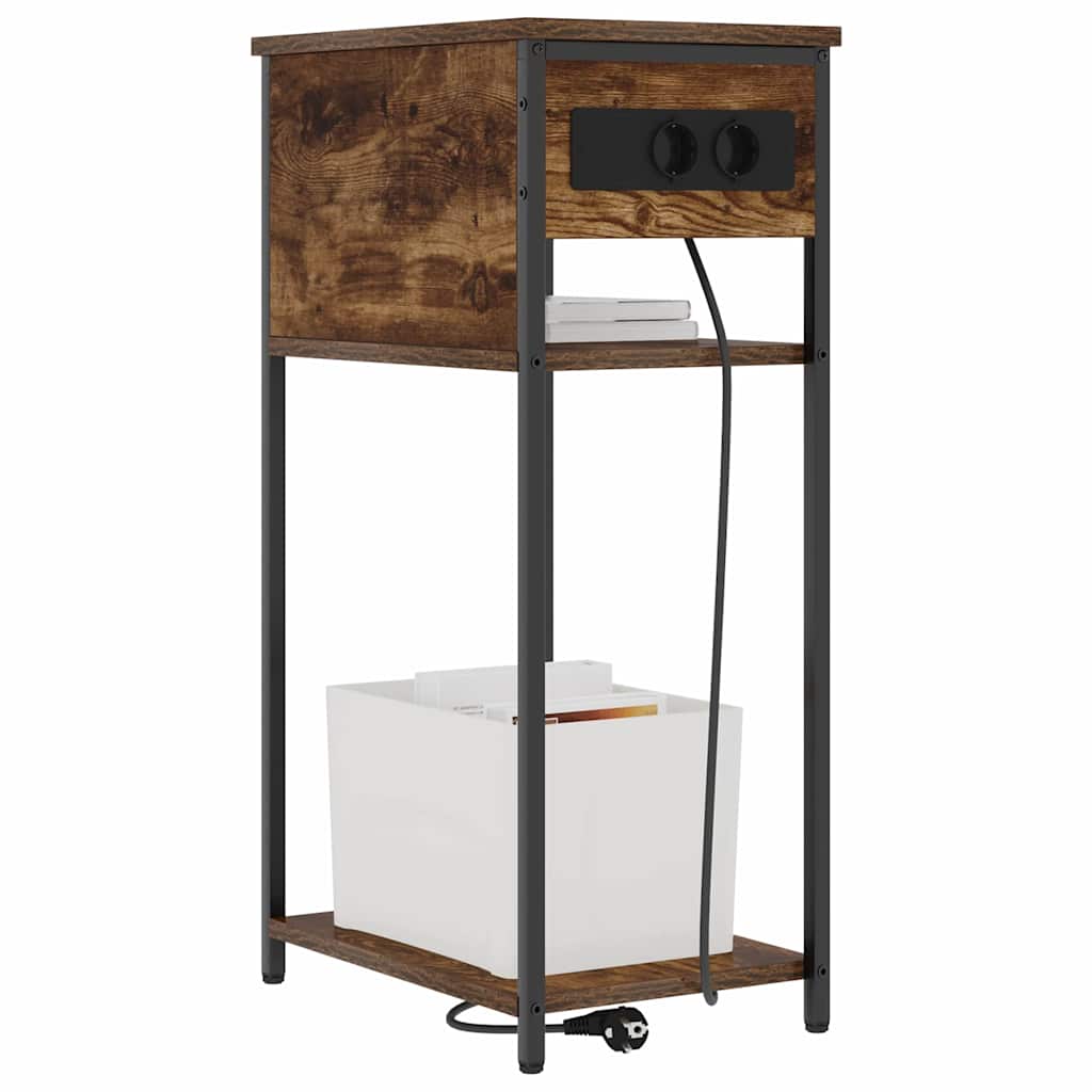 vidaXL Κομοδίνο Καπνιστό Δρύς 41 x 28 x 76 εκ. Επεξεργασμένο ξύλο