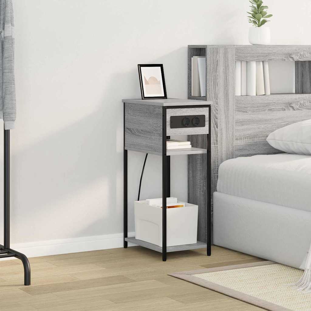 vidaXL Κομοδίνο Γκρίζο Σονομα 41 x 28 x 76 εκ. Επεξεργασμένο ξύλο