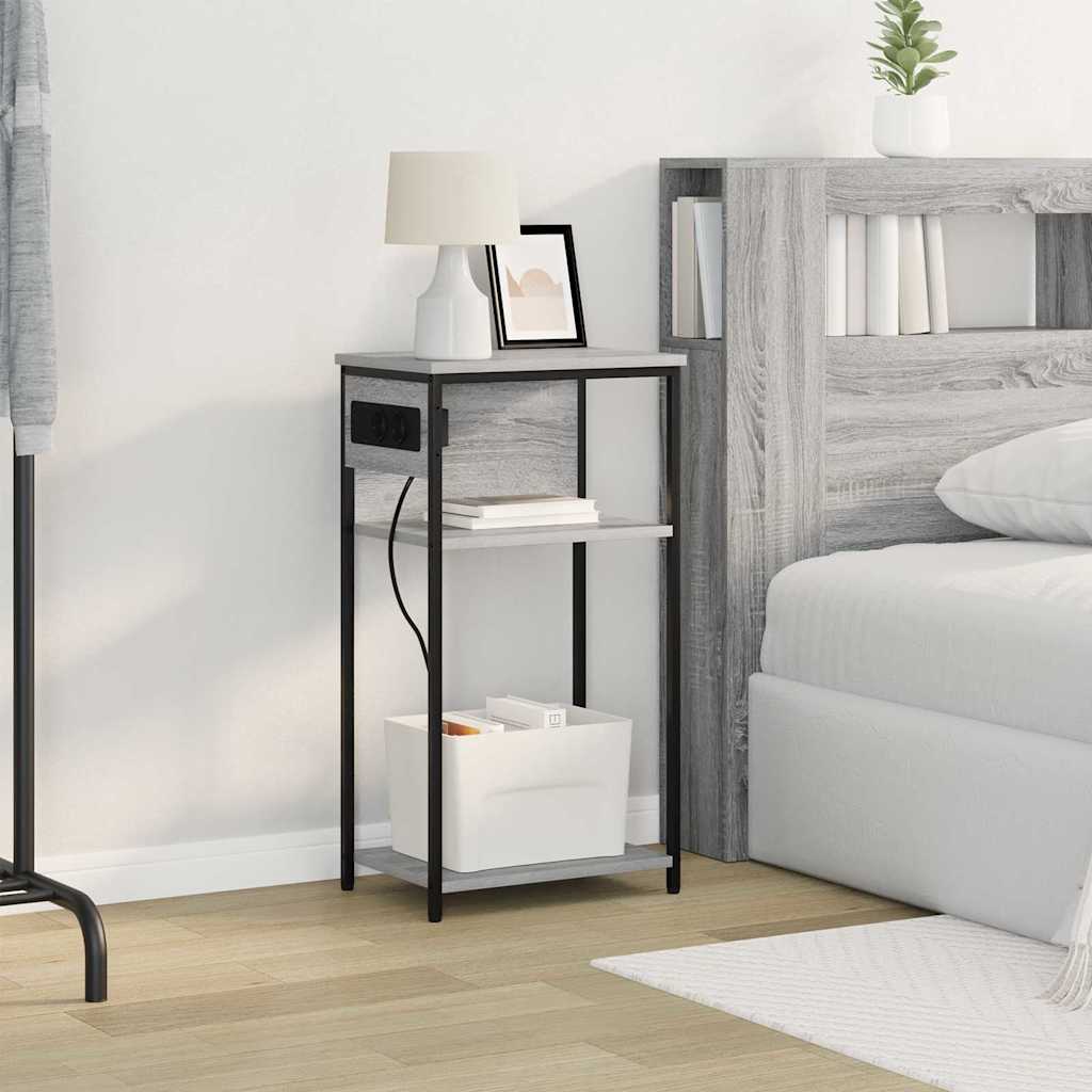 vidaXL Κομοδίνο Γκρίζο Σονομα 41 x 28 x 76 εκ. Επεξεργασμένο ξύλο