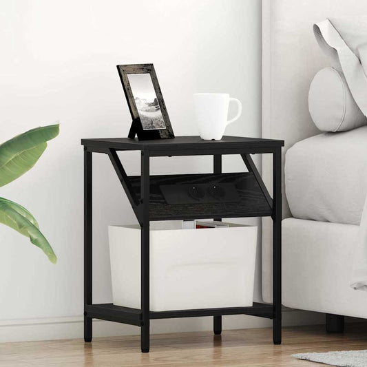 vidaXL Κομοδίνο Μαύρη Οξυά 38 x 30 x 48 εκ. Επεξεργασμένο ξύλο