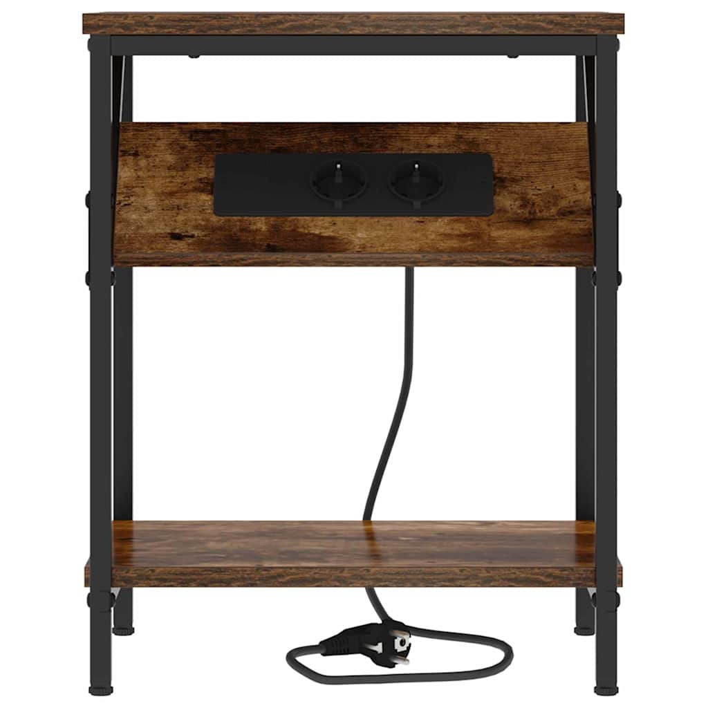 vidaXL Κομοδίνο Καπνιστό Δρύς 38 x 30 x 48 εκ. Επεξεργασμένο ξύλο