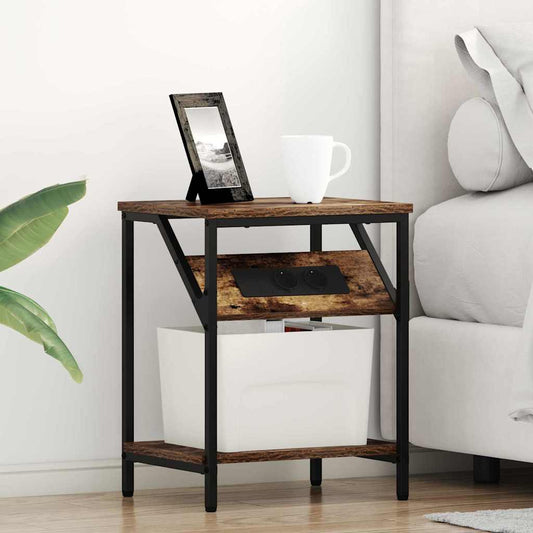 vidaXL Κομοδίνο 2 pcs Καπνιστό Δρύς 38 x 30 x 48 εκ.