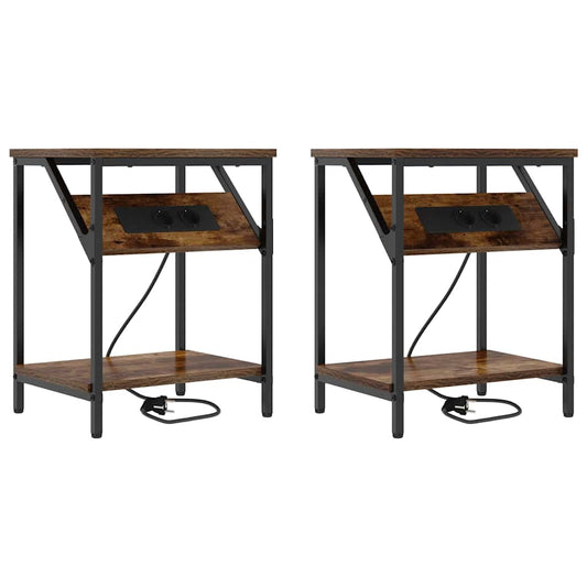 vidaXL Κομοδίνο 2 pcs Καπνιστό Δρύς 38 x 30 x 48 εκ.