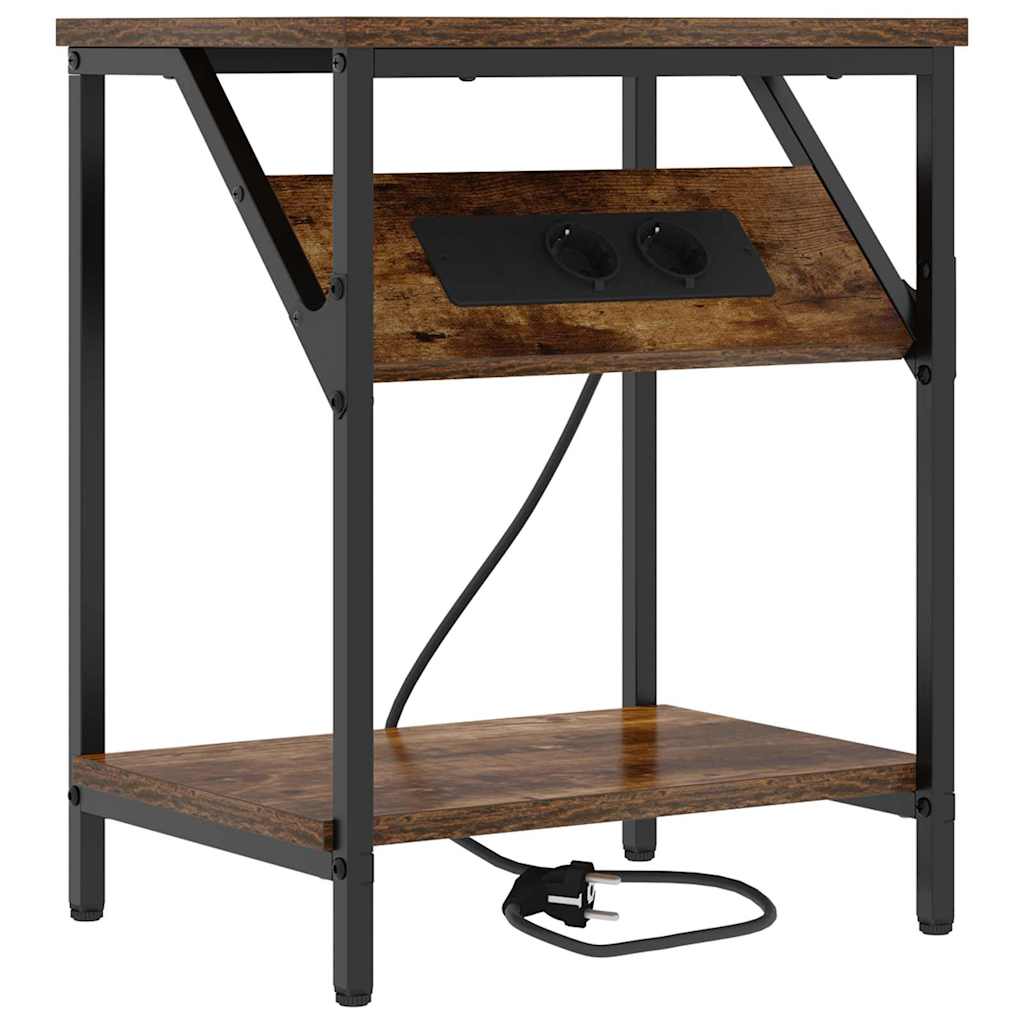 vidaXL Κομοδίνο 2 pcs Καπνιστό Δρύς 38 x 30 x 48 εκ.