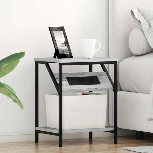 vidaXL Κομοδίνο 2 pcs Γκρίζο Σονομα 38 x 30 x 48 εκ.