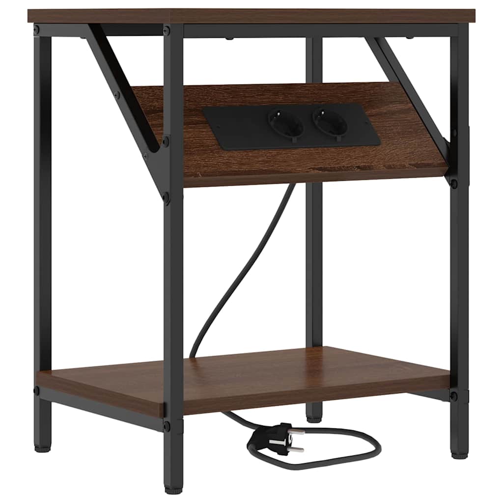 vidaXL Κομοδίνο 2 pcs Καφέ δρυς 38 x 30 x 48 εκ. Επεξεργασμένο ξύλο