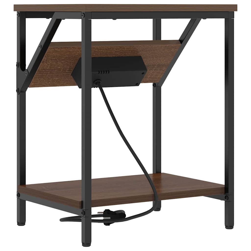 vidaXL Κομοδίνο 2 pcs Καφέ δρυς 38 x 30 x 48 εκ. Επεξεργασμένο ξύλο