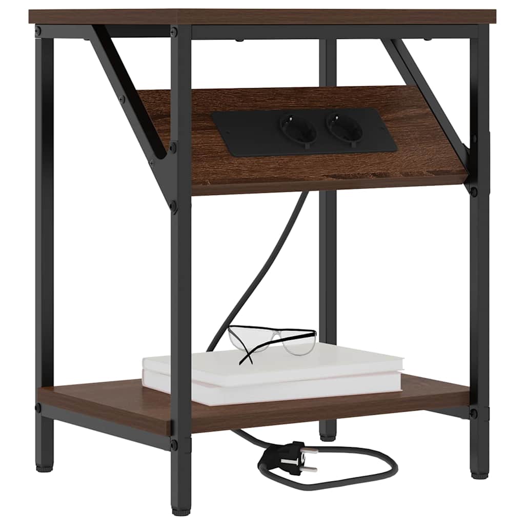 vidaXL Κομοδίνο 2 pcs Καφέ δρυς 38 x 30 x 48 εκ. Επεξεργασμένο ξύλο