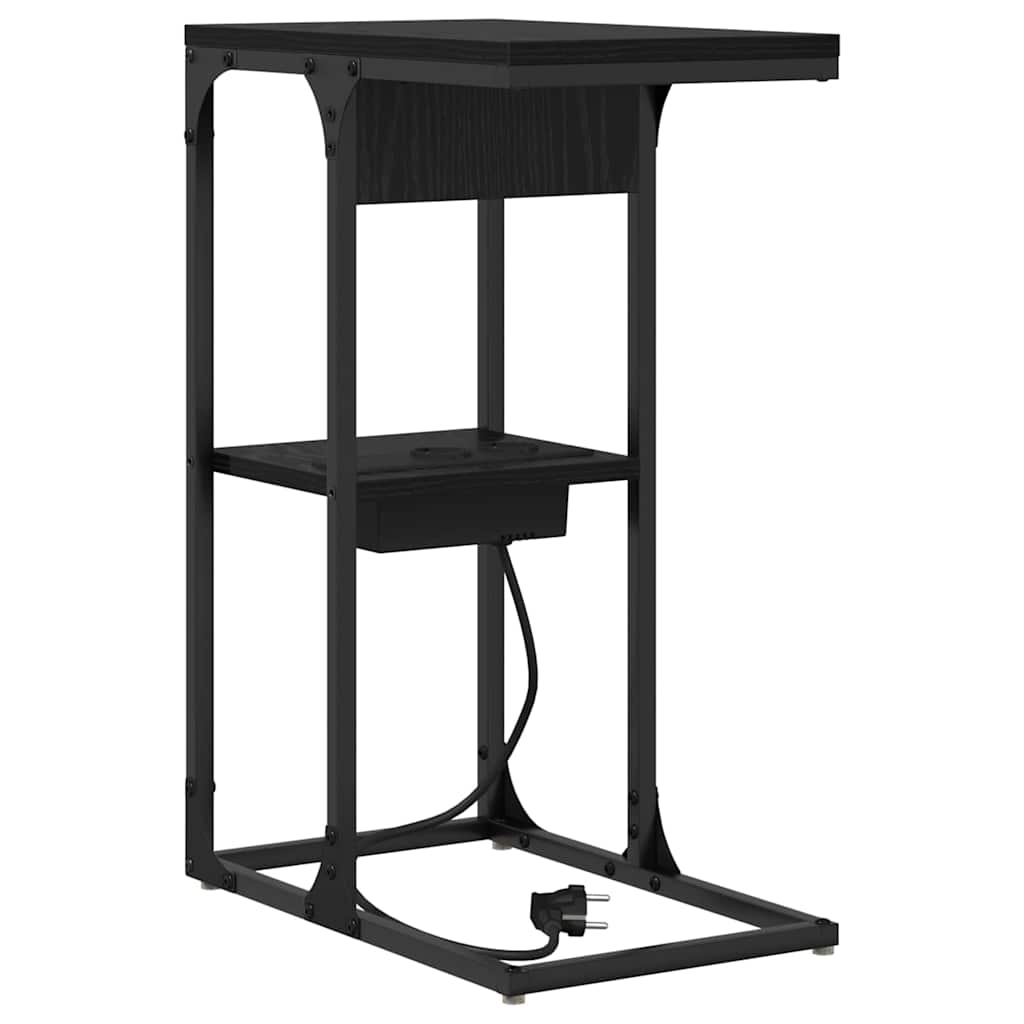 vidaXL Κομοδίνο Μαύρη Οξυά 41,5 x 26 x 60,5 εκ Επεξεργασμένο ξύλο