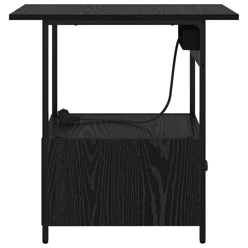 vidaXL Κομοδίνο Μαύρη Οξυά 60 x 30 x 61 εκ Επεξεργασμένο ξύλο