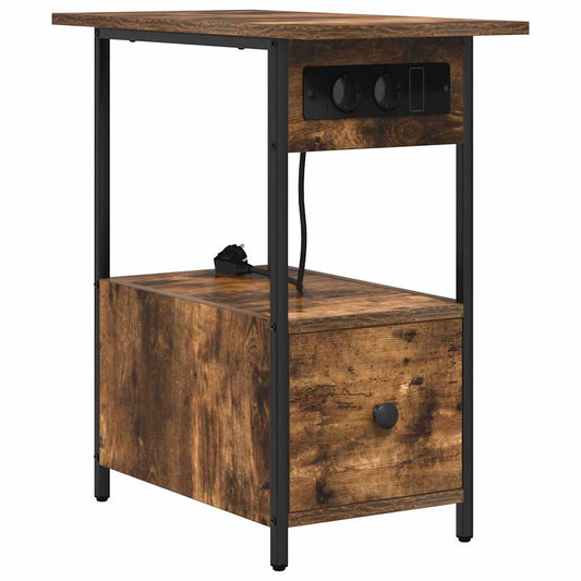 vidaXL Κομοδίνο Καπνιστό Δρύς 60 x 30 x 61 εκ Επεξεργασμένο ξύλο